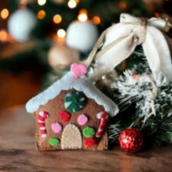 felt gingerbread house decoration