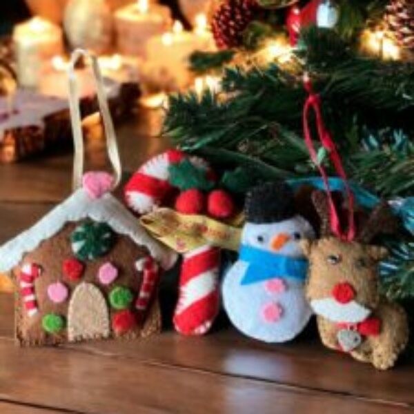 felt Christmas decorations. Set of four.