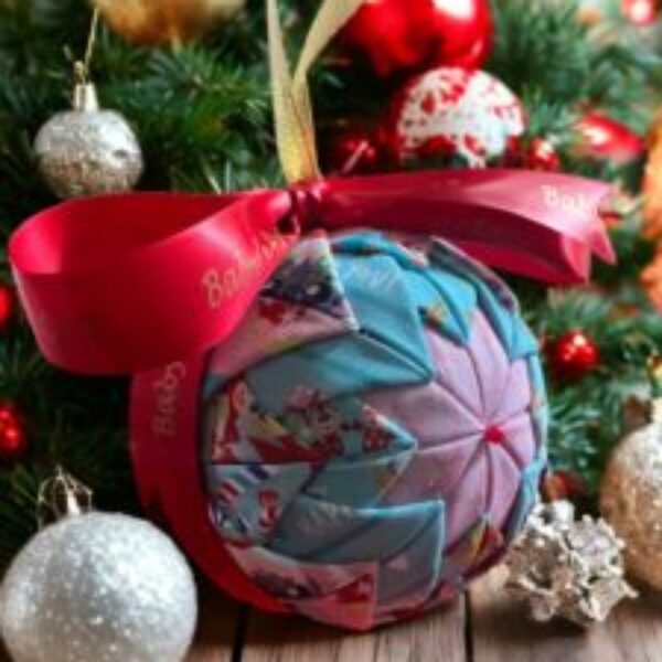 Vintage baby’s first Christmas bauble (pink)