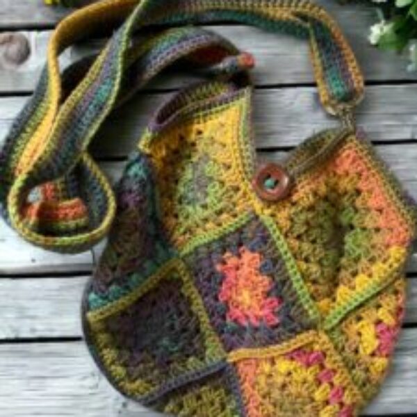 Crochet granny square shoulder bag