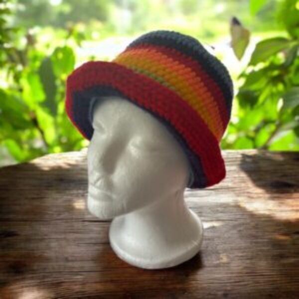 Hand crochet rainbow hat